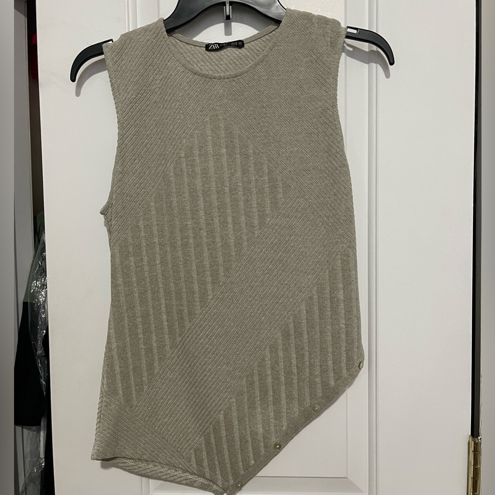 Zara Taupe Ribbed Tank Top